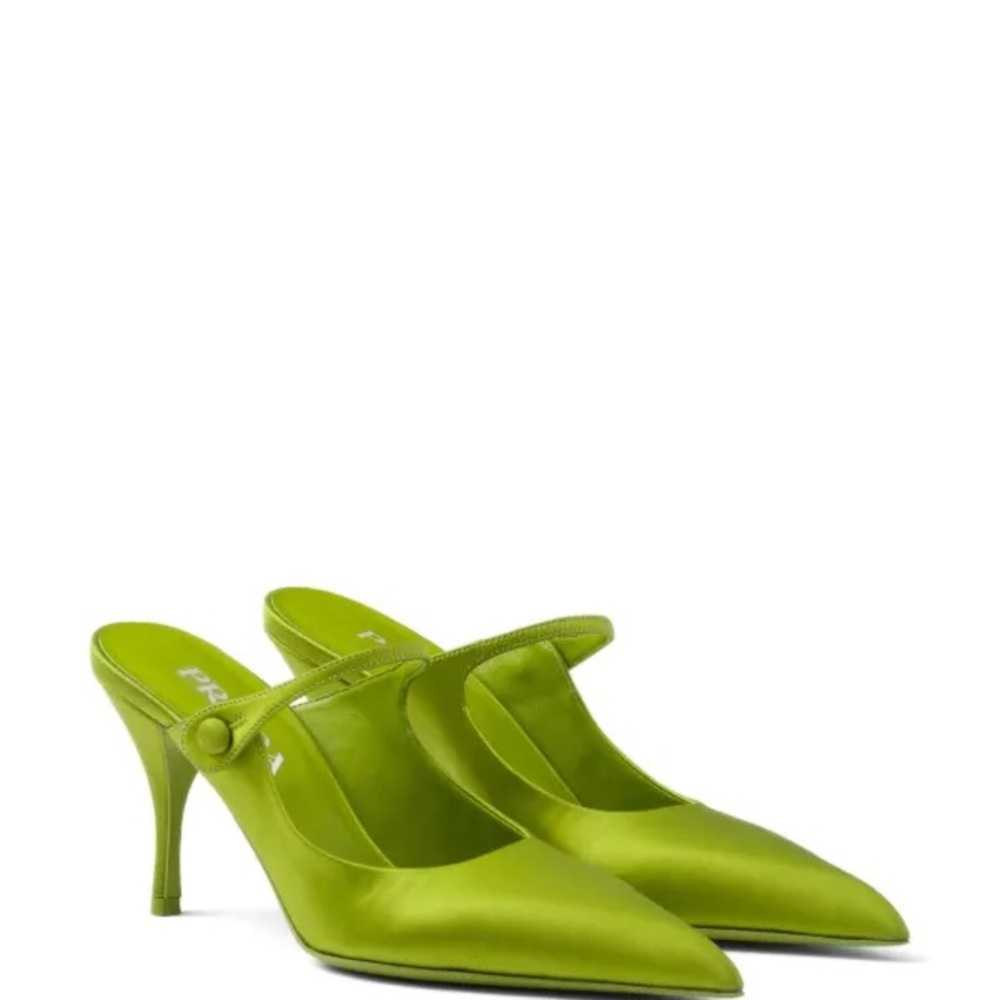 Prada Green Satin Pointed-Toe Heels